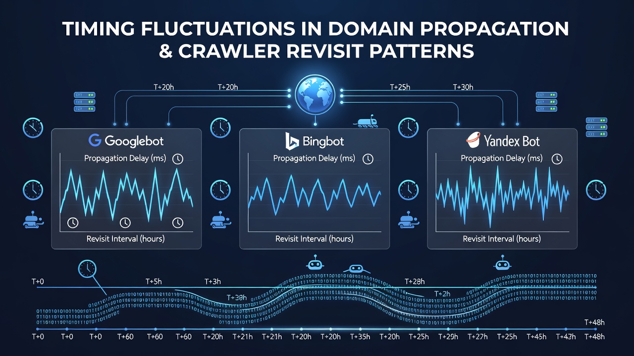 How Timing Fluctuations in Domain Propagation Affect Crawler Revisit Patterns Across Major Engines